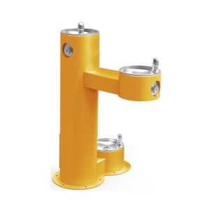 Вуличний дворівневий питний фонтанчик зі станцією для тварин, з фільтрациєю, без охолодження UDF3312Z - Жовтий