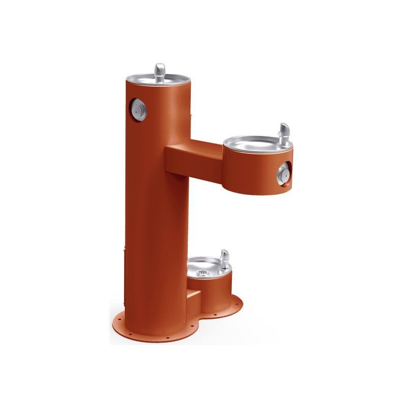 Вуличний дворівневий питний фонтанчик зі станцією для тварин, з фільтрациєю, без охолодження UDF3312Z - Теракотовий