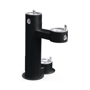 Вуличний дворівневий питний фонтанчик зі станцією для тварин, з фільтрациєю, без охолодження UDF3312Z - Чорний