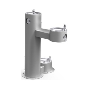 Вуличний дворівневий питний фонтанчик зі станцією для тварин, з фільтрациєю, без охолодження UDF3312Z - Сірий