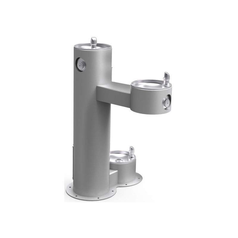 Вуличний дворівневий питний фонтанчик зі станцією для тварин, з фільтрациєю, без охолодження UDF3312Z - Сірий