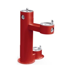 Вуличний дворівневий питний фонтанчик зі станцією для тварин, з фільтрациєю, без охолодження UDF3312Z - Червоний