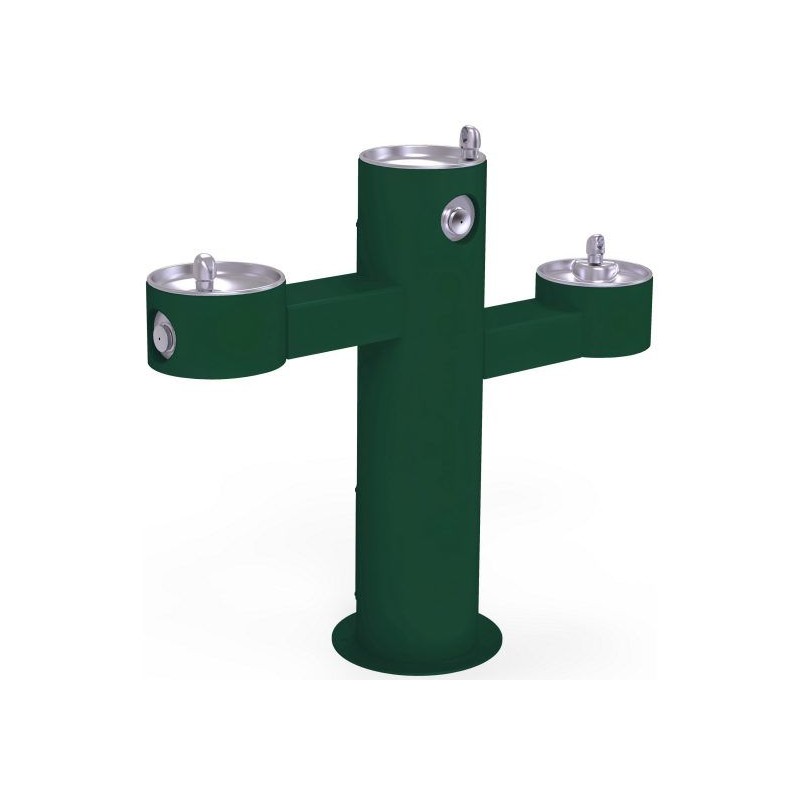 Вуличний трирівневий питний фонтанчик з фільтрацією, без охолодження UDF3313 - Зелений