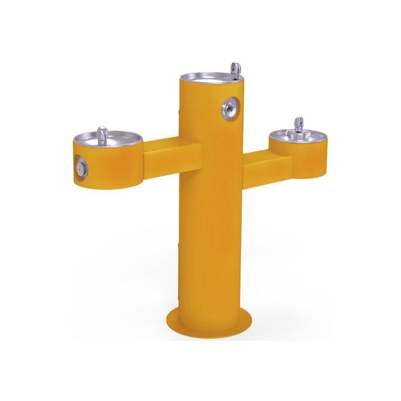 Вуличний трирівневий питний фонтанчик з фільтрацією, без охолодження UDF3313 - Жовтий