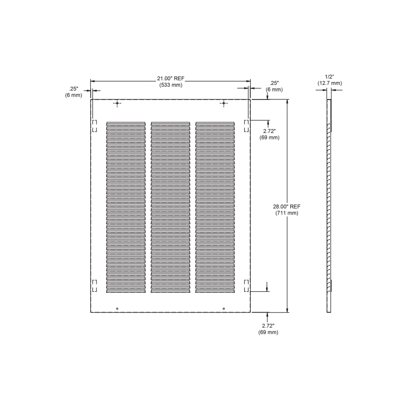 Решітка з жалюзі Elkay (нержавіюча сталь) 21 "x 1/2" x 28 "
