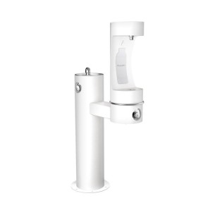 Вуличний дворівневий питний фонтанчик із заправочною станцією для пячшок UDF3310RH2OS з фільтрациєю, без охолодження - Білий