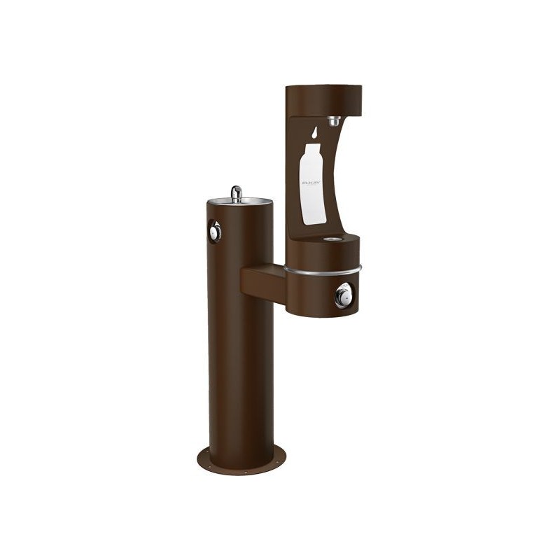 Вуличний дворівневий питний фонтанчик із заправочною станцією для пячшок UDF3310RH2OS з фільтрациєю, без охолодження - Коричневи