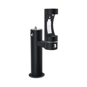 Вуличний дворівневий питний фонтанчик із заправочною станцією для пячшок UDF3310RH2OS з фільтрациєю, без охолодження - Чорний