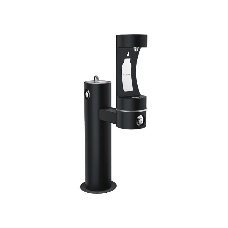 Вуличний дворівневий питний фонтанчик із заправочною станцією для пячшок UDF3310RH2OS з фільтрациєю, без охолодження - Чорний