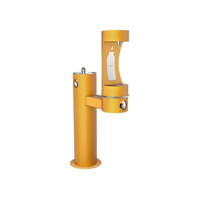 Вуличний дворівневий питний фонтанчик із заправочною станцією для пячшок UDF3310RH2OS з фільтрациєю, без охолодження - Жовтий