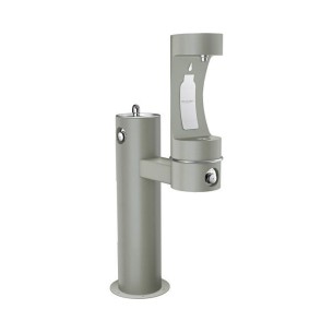 Вуличний дворівневий питний фонтанчик із заправочною станцією для пячшок UDF3310RH2OS з фільтрациєю, без охолодження - Сірий