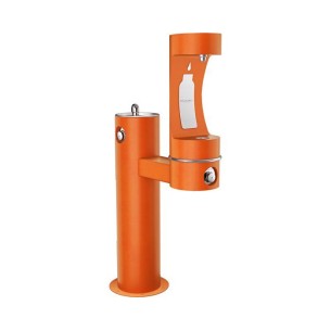 Вуличний дворівневий питний фонтанчик із заправочною станцією для пячшок UDF3310RH2OS з фільтрациєю, без охолодження - Помаранче