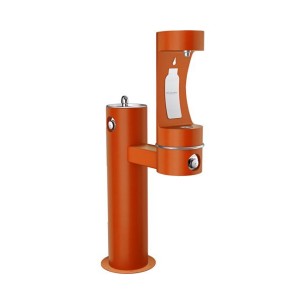 Вуличний дворівневий питний фонтанчик із заправочною станцією для пячшок UDF3310RH2OS з фільтрациєю, без охолодження - Теракотов