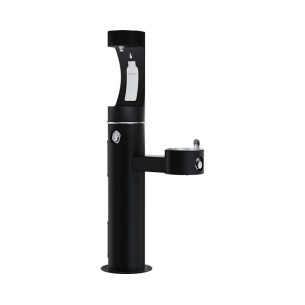 Вуличний питний фонтанчик UDF3310CH2OS зі станцією для пляшок з фільтрацією, без охолодження - Чорний