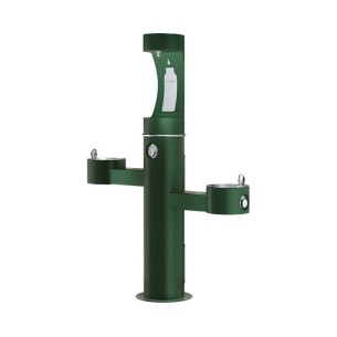 Вуличний трирівневий питний фонтанчик зі станцією набору пляшок з фільтрацією, без охолодження UDF3312CH2OS - Зелений