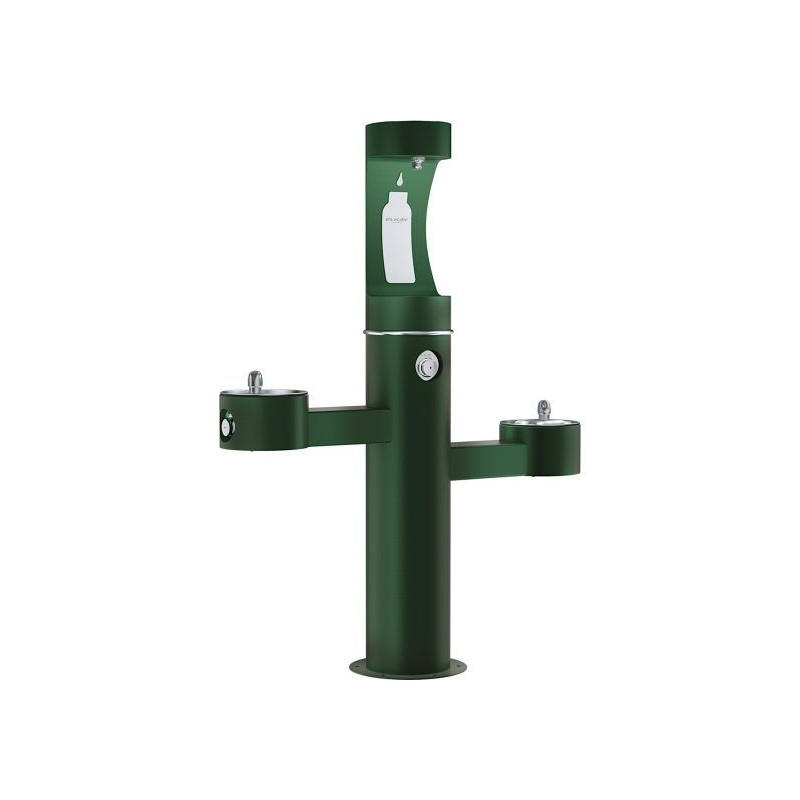 Вуличний трирівневий питний фонтанчик зі станцією набору пляшок з фільтрацією, без охолодження UDF3312CH2OS - Зелений