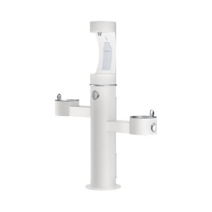 Вуличний трирівневий питний фонтанчик зі станцією набору пляшок з фільтрацією, без охолодження UDF3312CH2OS - Білий