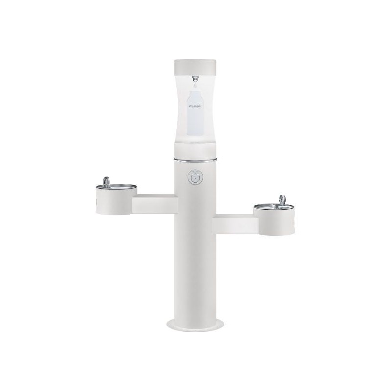 Вуличний трирівневий питний фонтанчик зі станцією набору пляшок з фільтрацією, без охолодження UDF3312CH2OS - Білий