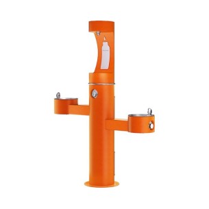 Вуличний трирівневий питний фонтанчик зі станцією набору пляшок з фільтрацією, без охолодження UDF3312CH2OS - Помаранчевий