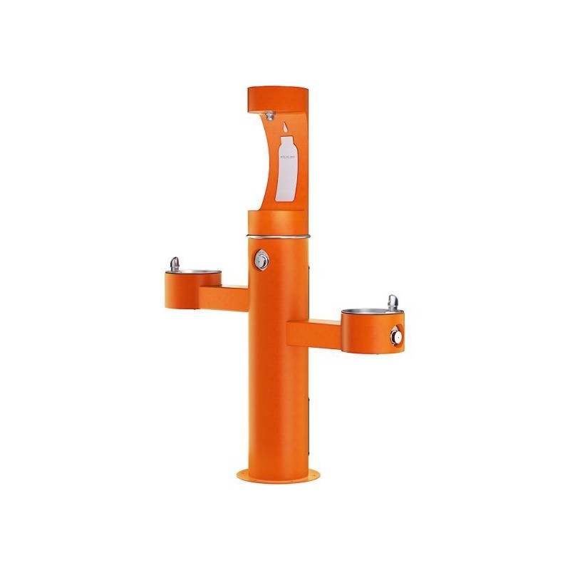 Вуличний трирівневий питний фонтанчик зі станцією набору пляшок з фільтрацією, без охолодження UDF3312CH2OS - Помаранчевий