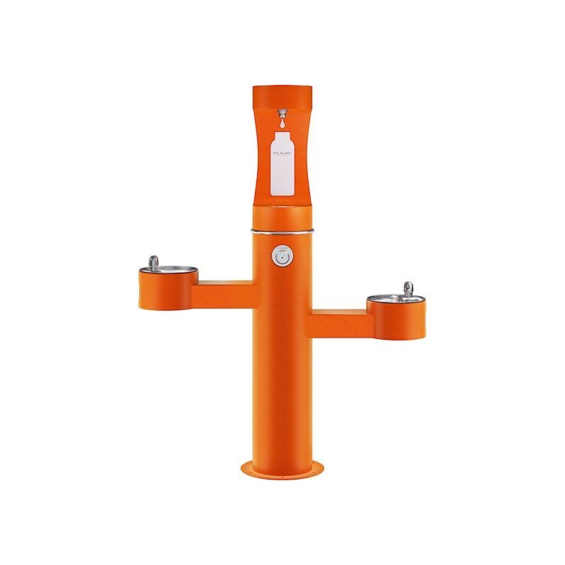 Вуличний трирівневий питний фонтанчик зі станцією набору пляшок з фільтрацією, без охолодження UDF3312CH2OS - Помаранчевий