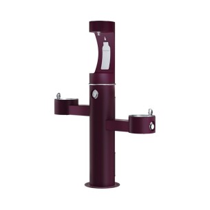 Вуличний трирівневий питний фонтанчик зі станцією набору пляшок з фільтрацією, без охолодження UDF3312CH2OS - Фіолетовий