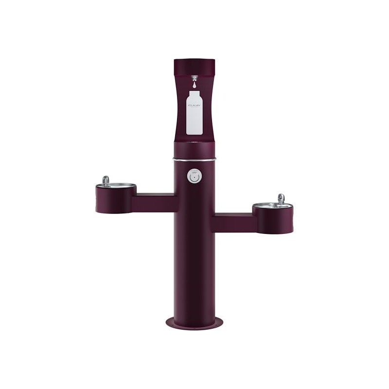Вуличний трирівневий питний фонтанчик зі станцією набору пляшок з фільтрацією, без охолодження UDF3312CH2OS - Фіолетовий