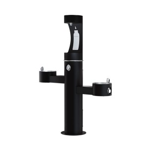 Вуличний трирівневий питний фонтанчик зі станцією набору пляшок з фільтрацією, без охолодження UDF3312CH2OS - Чорний