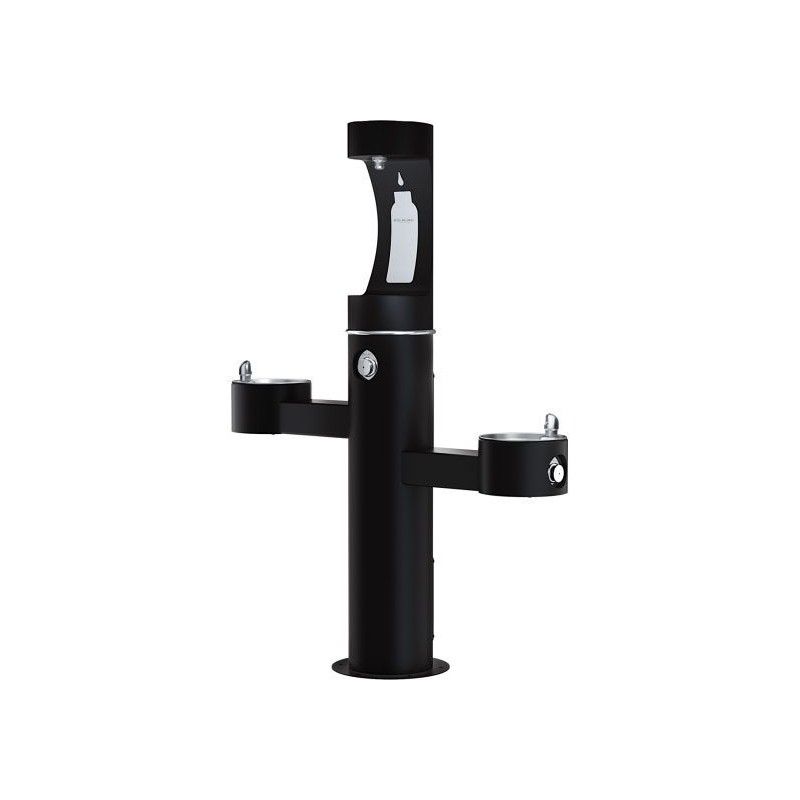 Вуличний трирівневий питний фонтанчик зі станцією набору пляшок з фільтрацією, без охолодження UDF3312CH2OS - Чорний