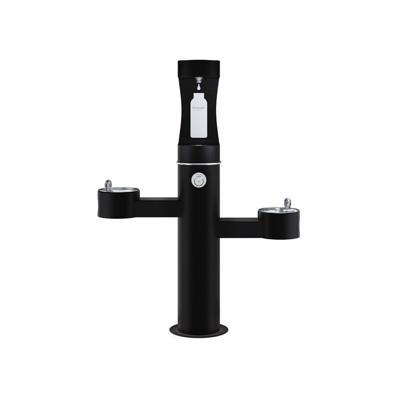 Вуличний трирівневий питний фонтанчик зі станцією набору пляшок з фільтрацією, без охолодження UDF3312CH2OS - Чорний