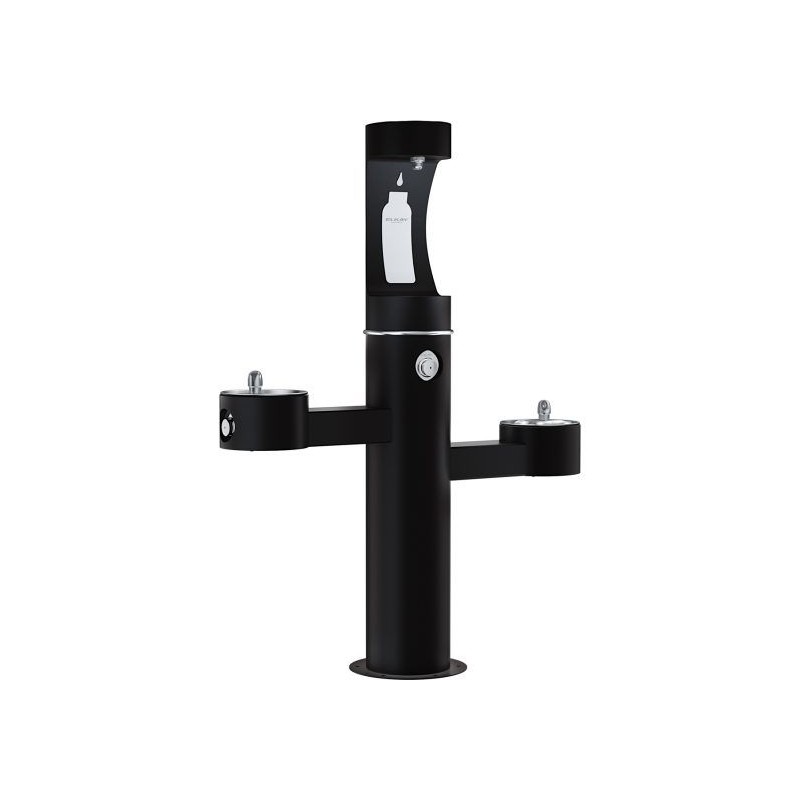 Вуличний трирівневий питний фонтанчик зі станцією набору пляшок з фільтрацією, без охолодження UDF3312CH2OS - Чорний