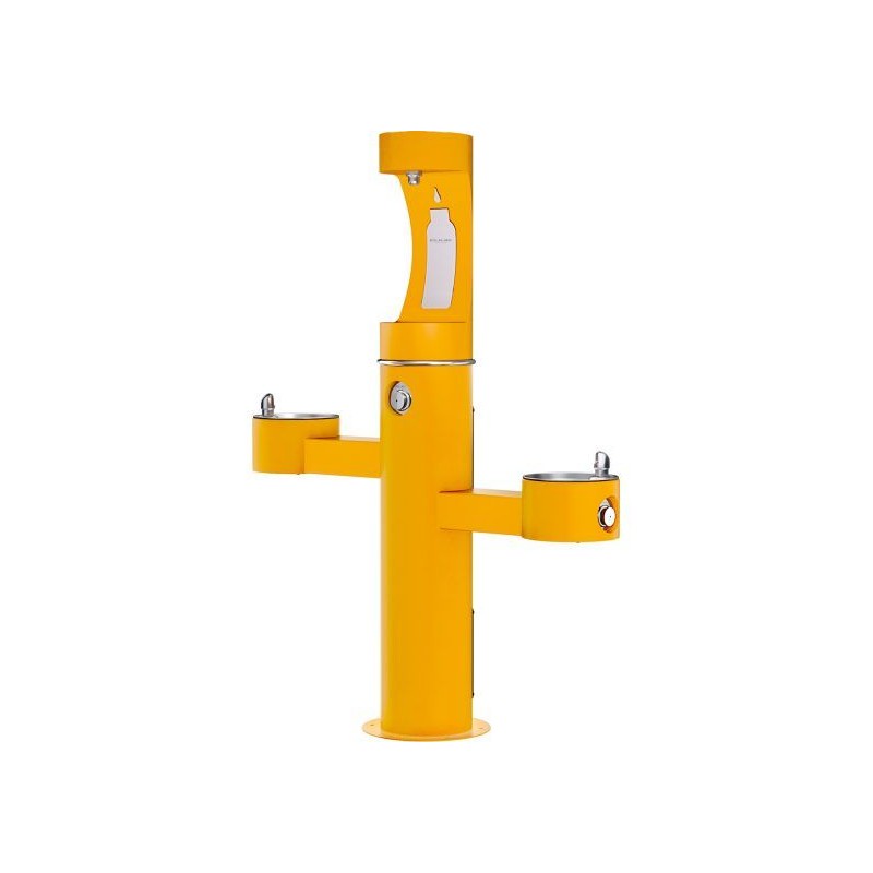 Вуличний трирівневий питний фонтанчик зі станцією набору пляшок з фільтрацією, без охолодження UDF3312CH2OS - Жовтий