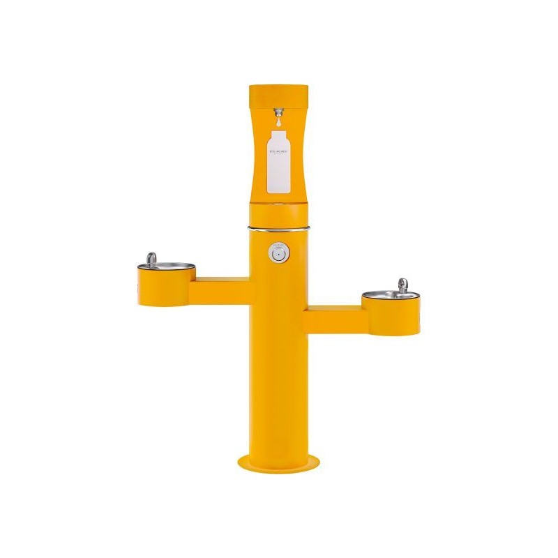 Вуличний трирівневий питний фонтанчик зі станцією набору пляшок з фільтрацією, без охолодження UDF3312CH2OS - Жовтий