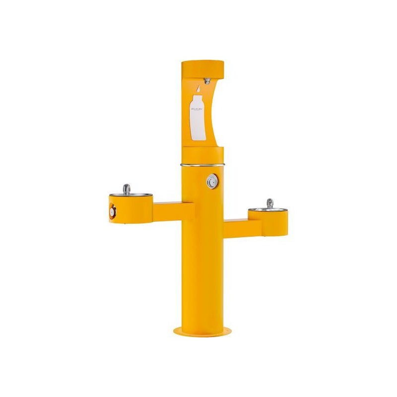 Вуличний трирівневий питний фонтанчик зі станцією набору пляшок з фільтрацією, без охолодження UDF3312CH2OS - Жовтий