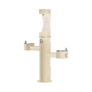 Вуличний трирівневий питний фонтанчик зі станцією набору пляшок з фільтрацією, без охолодження UDF3312CH2OS - Бежевий