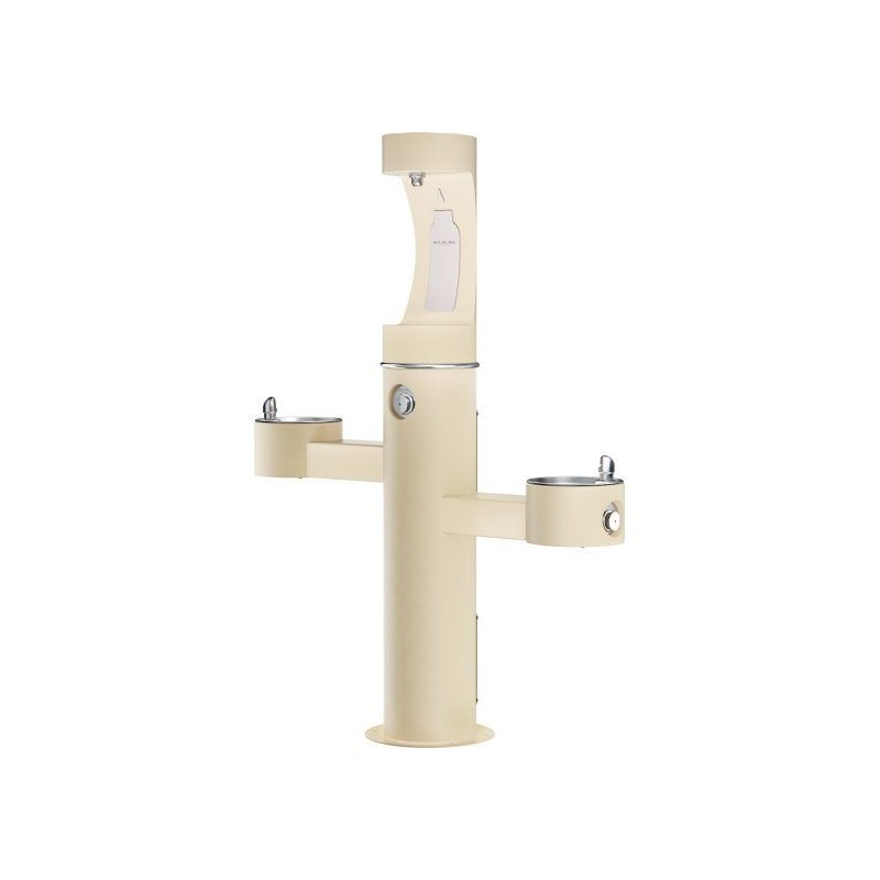 Вуличний трирівневий питний фонтанчик зі станцією набору пляшок з фільтрацією, без охолодження UDF3312CH2OS - Бежевий