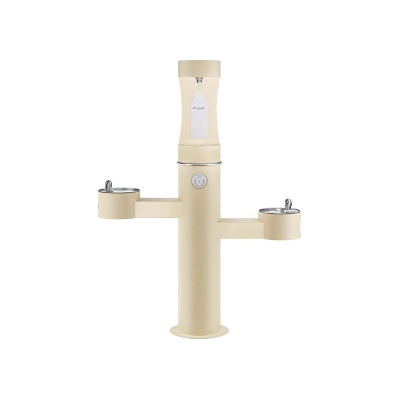 Вуличний трирівневий питний фонтанчик зі станцією набору пляшок з фільтрацією, без охолодження UDF3312CH2OS - Бежевий