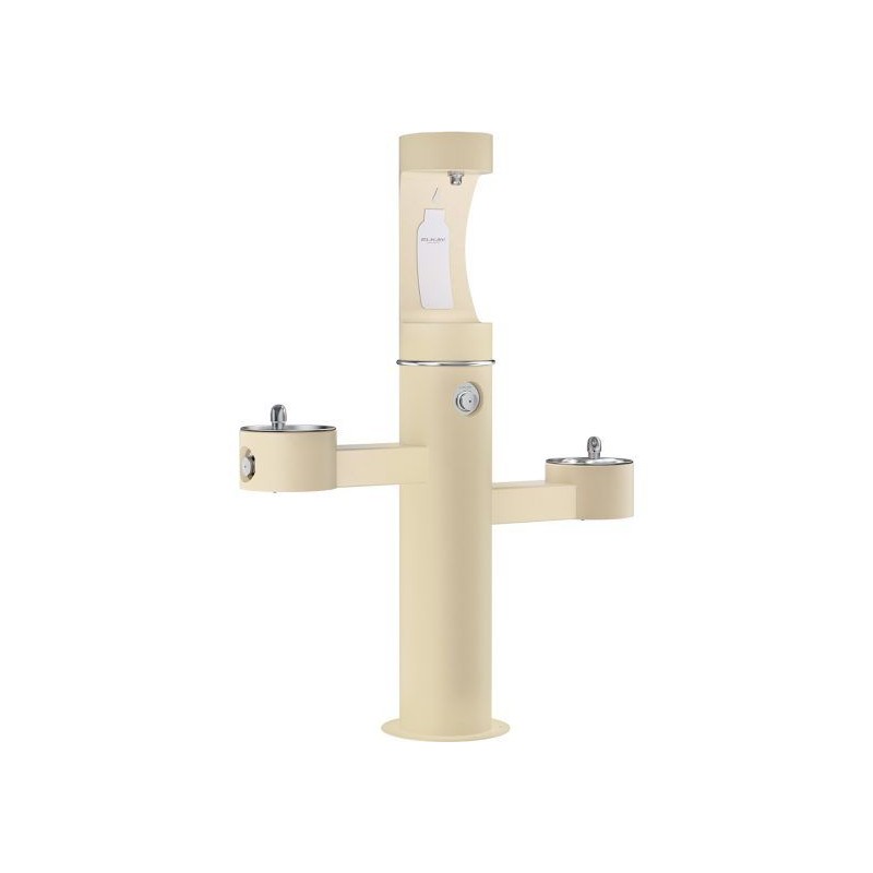 Вуличний трирівневий питний фонтанчик зі станцією набору пляшок з фільтрацією, без охолодження UDF3312CH2OS - Бежевий