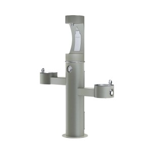 Вуличний трирівневий питний фонтанчик зі станцією набору пляшок з фільтрацією, без охолодження UDF3312CH2OS - Сірий