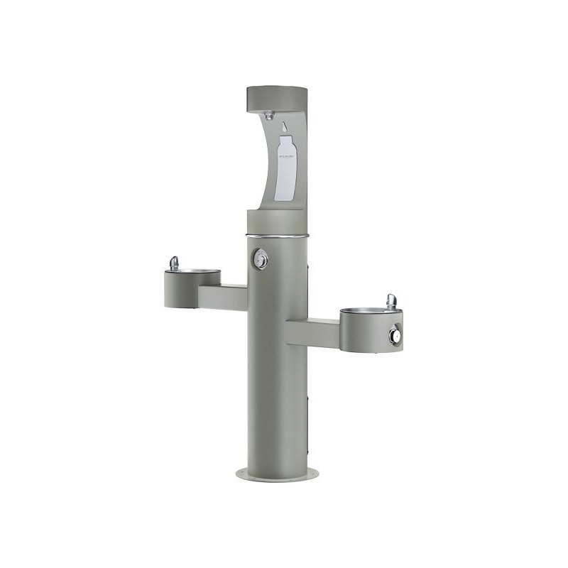 Вуличний трирівневий питний фонтанчик зі станцією набору пляшок з фільтрацією, без охолодження UDF3312CH2OS - Сірий